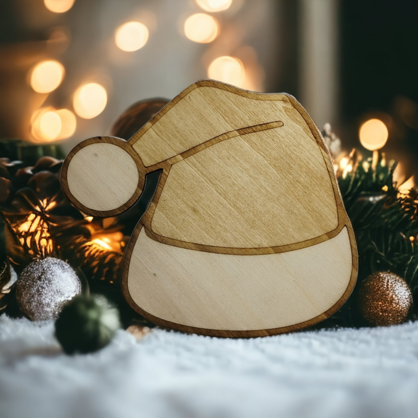 Santa Hat Wooden Christmas Decoration