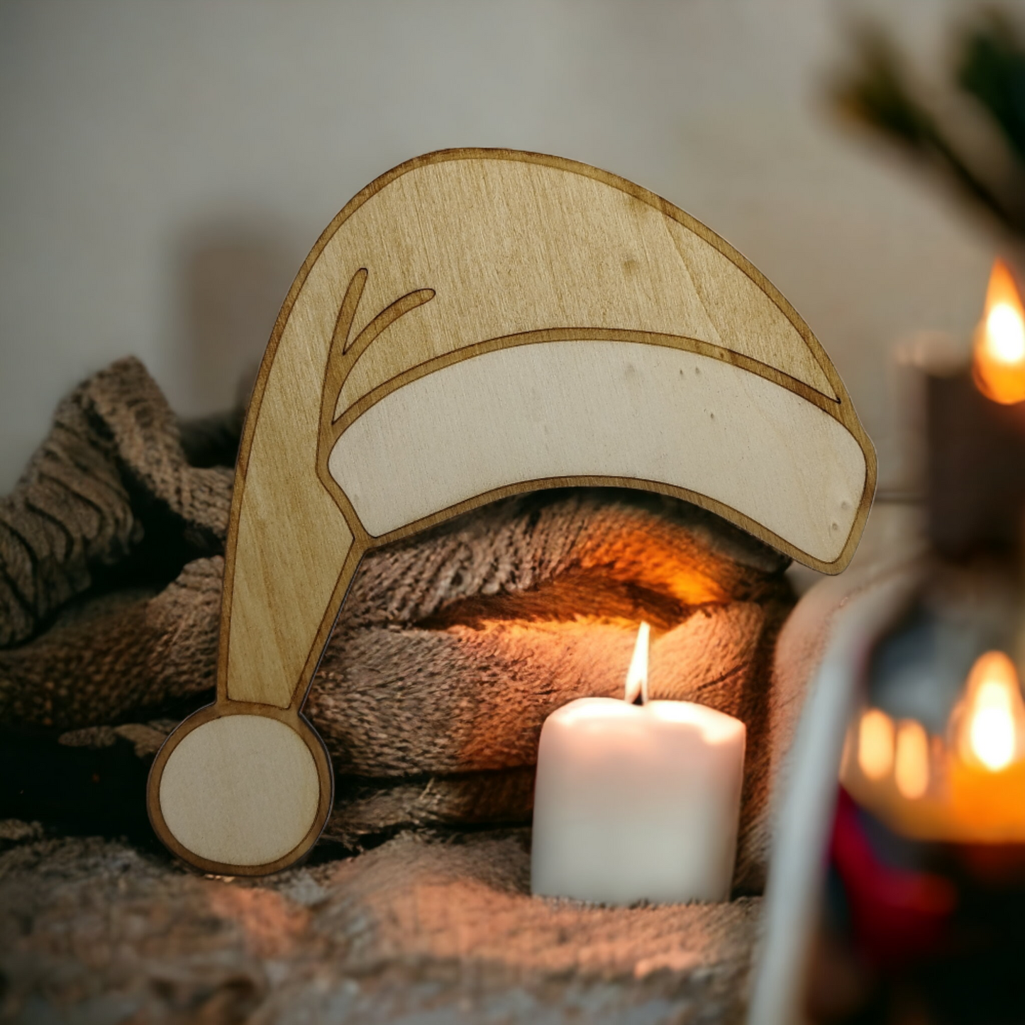 Santa Hat Wooden Christmas Decoration