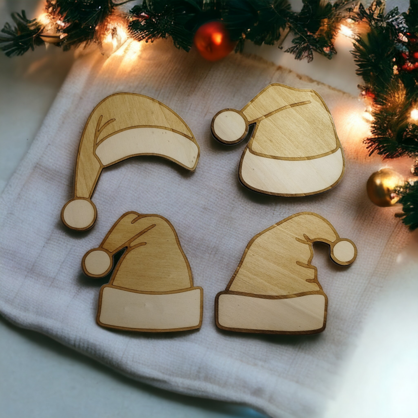 Santa Hat Wooden Christmas Decoration
