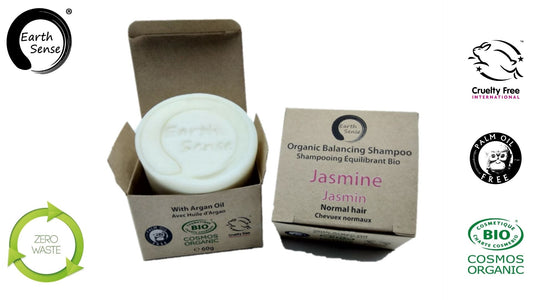 Organic Certified Balancing Solid Shampoo - Jasmine - Normal & all Hair Types 60g